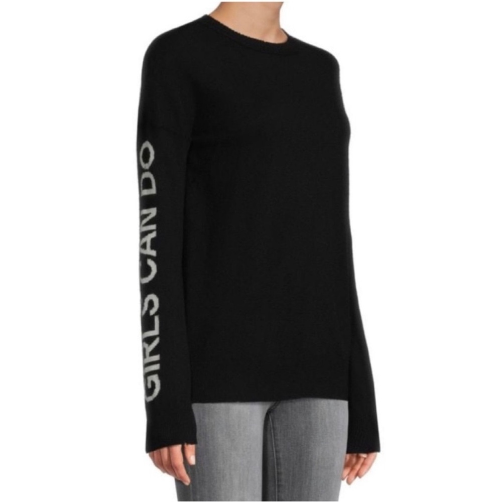 NWT 🏷️ Zadig & Voltaire Black Wool & Cashmere Sweater Girls Can Do Anything - S